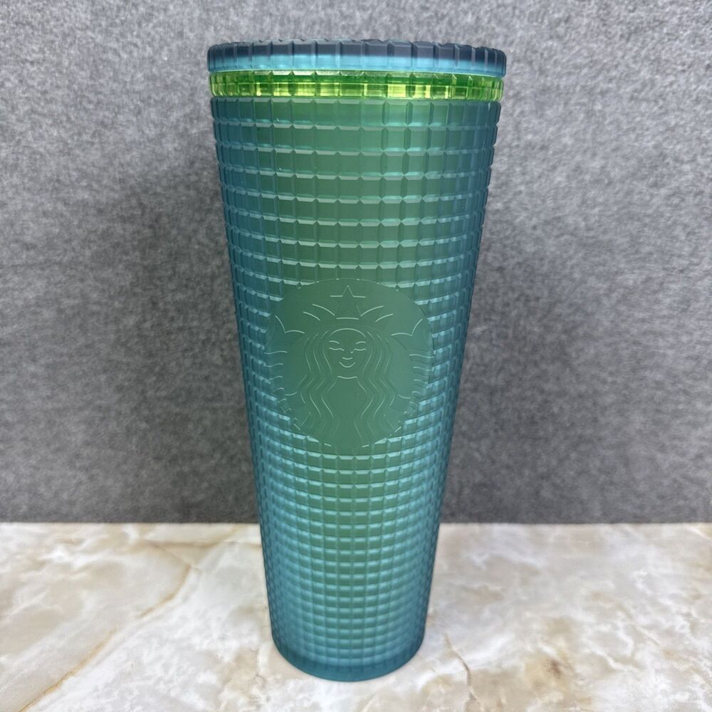 Starbucks Mountain Dew Green Grid Tumbler, Emerald City Green 24 oz Cup No Straw